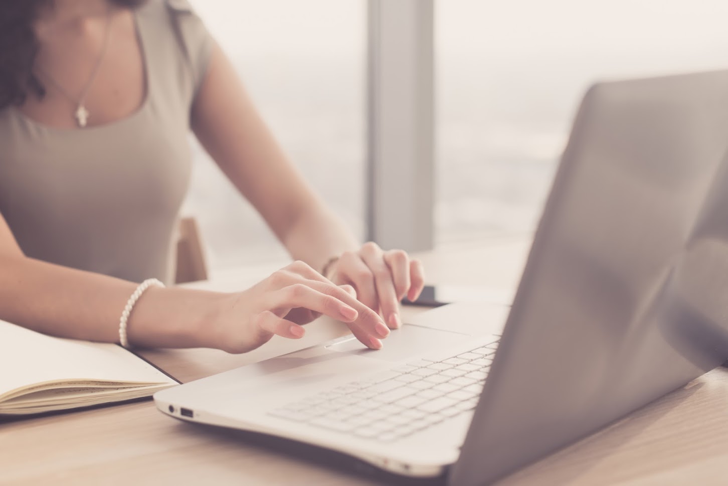 Job seeker using the internet to research before an interview