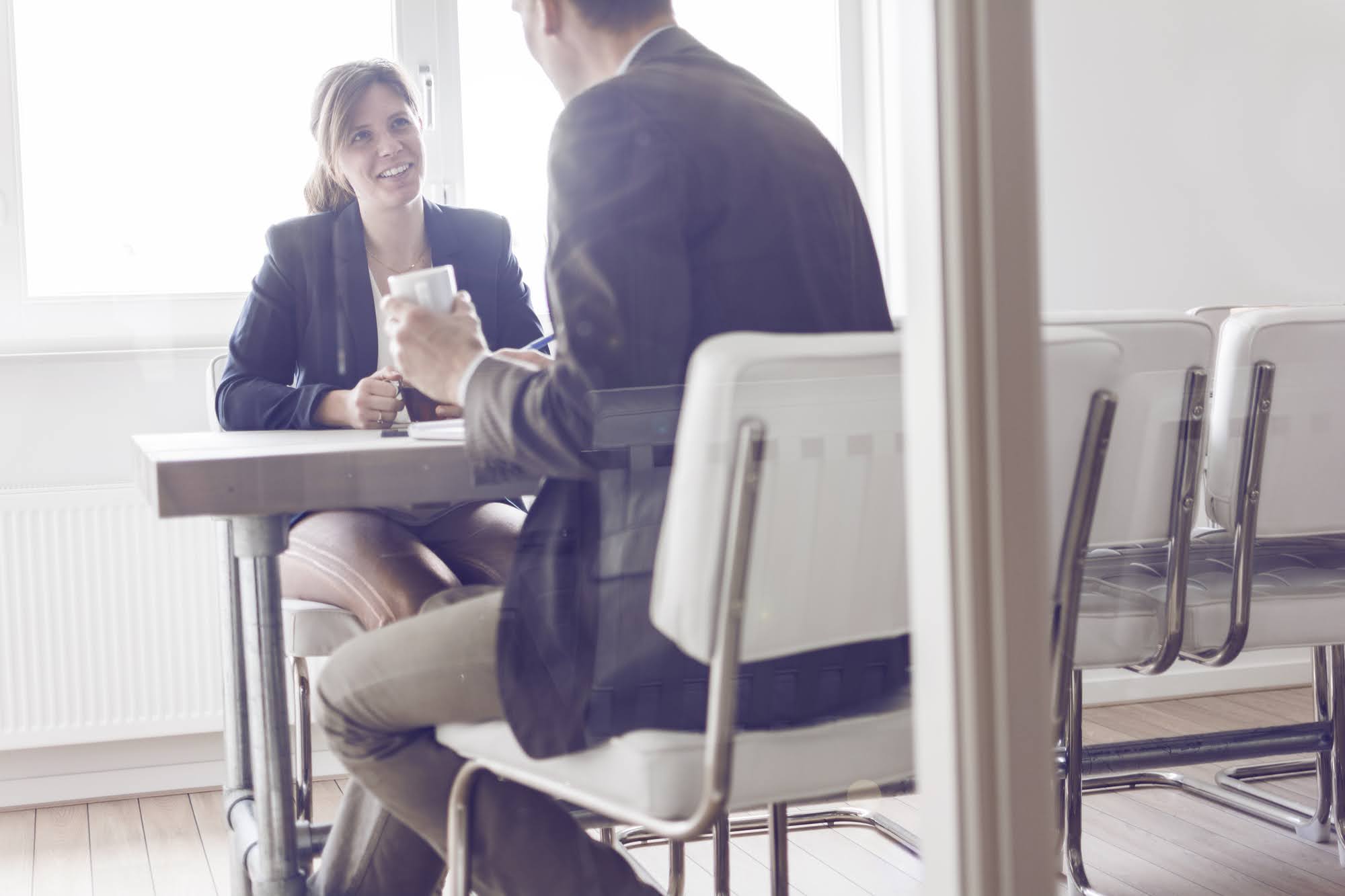 Job candidate meeting with an interviewer