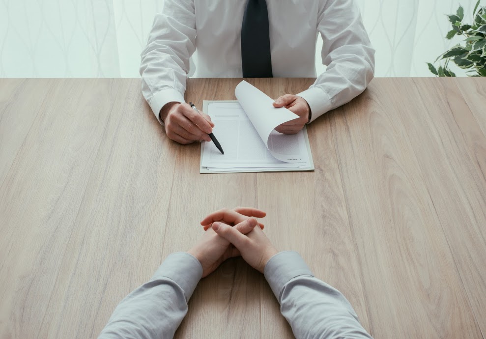 Interview in progress for a temporary position