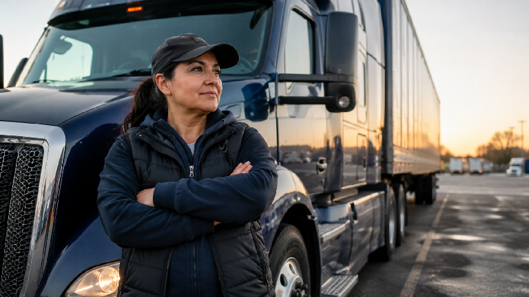 Commercial driver preparing to start a delivery route